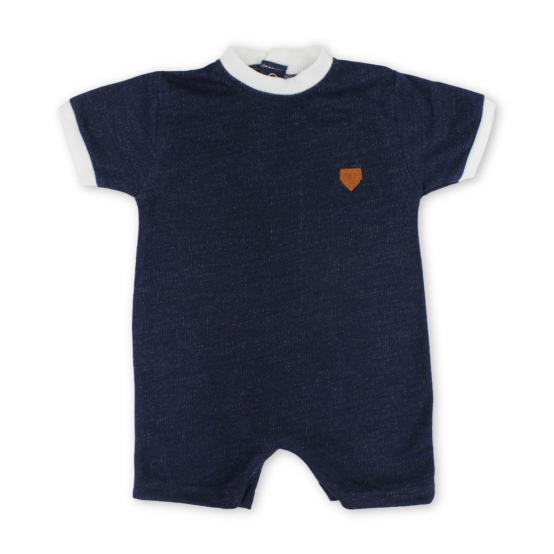 Baby Boys Cotton Romper – Jeans Effect