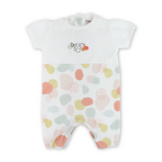 Baby Girls Cotton Romper – Off-White with "Dreamy Dots" Print