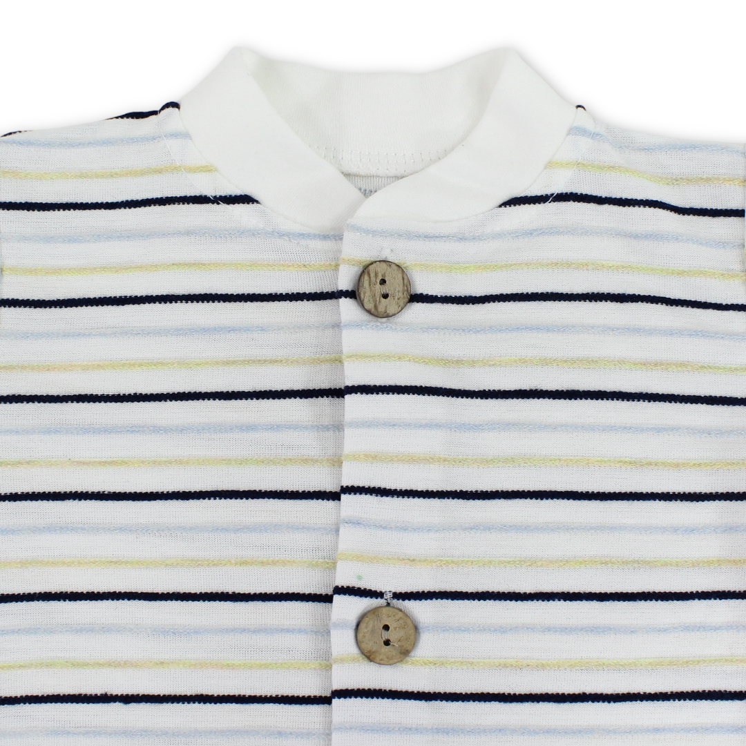 Baby Boys Cotton Romper – Striped Print