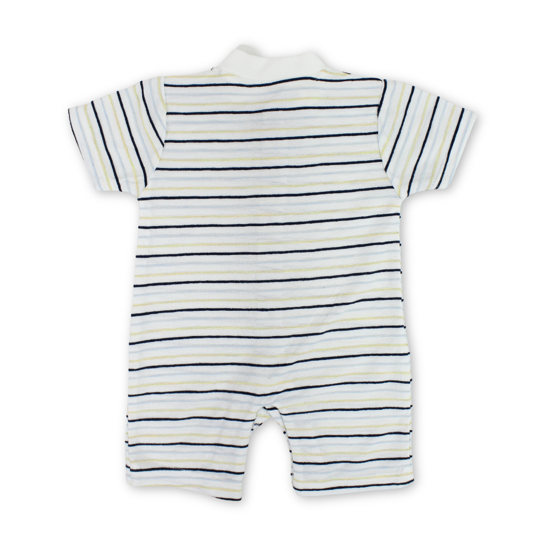 Baby Boys Cotton Romper – Striped Print