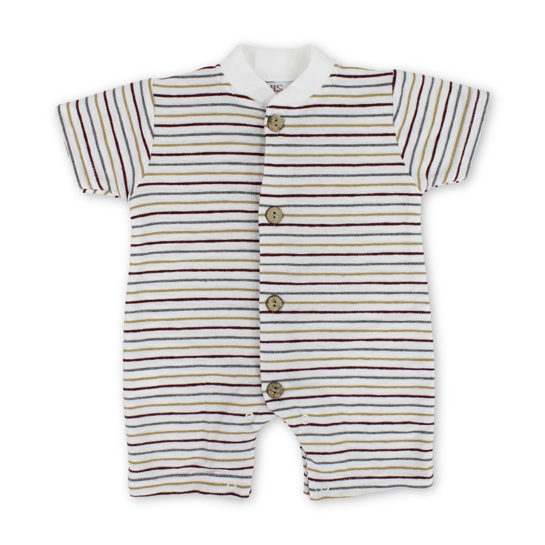 Baby Boys Cotton Romper – Striped Print