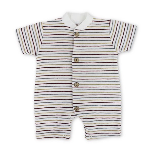 Baby Boys Cotton Romper – Striped Print