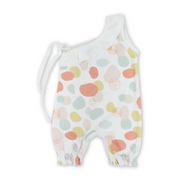 Baby Girls Cotton Romper – Off-White with Colored Circles Print