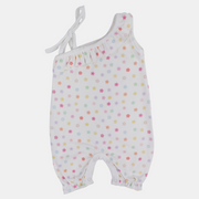 Baby Girls Cotton Romper – Off-White with Floral Print