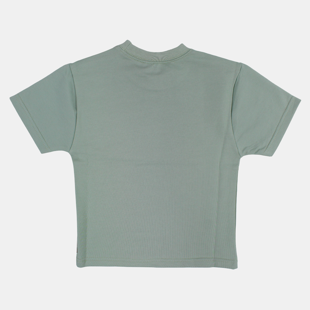 Boys Cotton T-Shirt – Mint with Giraffe Print