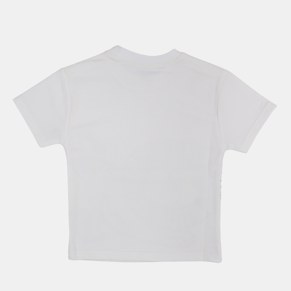 Boys Cotton T-Shirt – Off-White with Lion Print