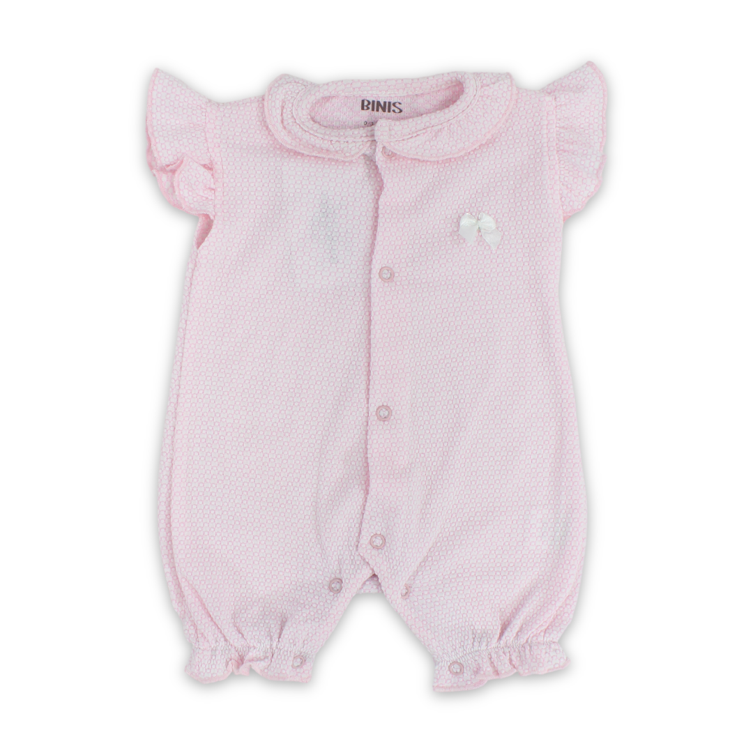 Baby Girls Cotton Romper – Bow Design