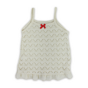 Baby Girls Crochet Dress – Off-White with Bow Design