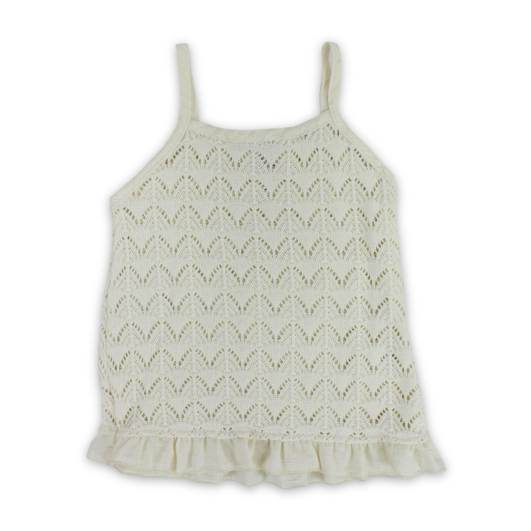 Baby Girls Crochet Dress – Off-White with Bow Design