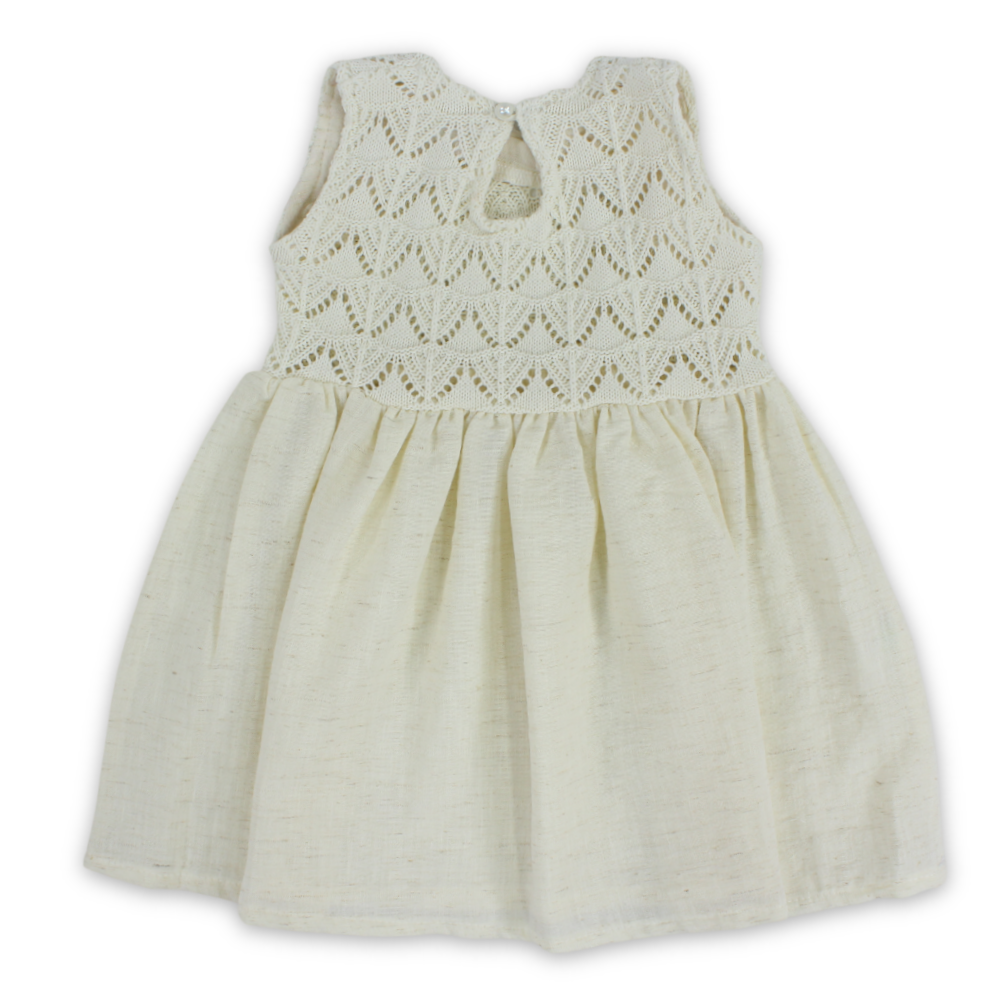 Baby Girls Linen Dress – Off-White