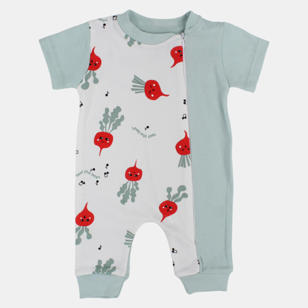 Baby Boys Cotton Romper - "Feel the Beet" Design