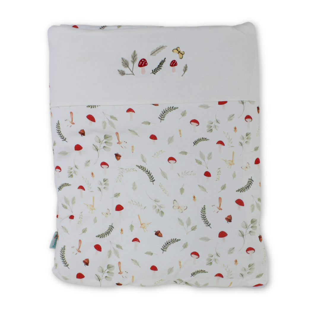 Cotton Baby Port – Off-White with Mushroom & Leaves Print - Baby Essentials - Berceau