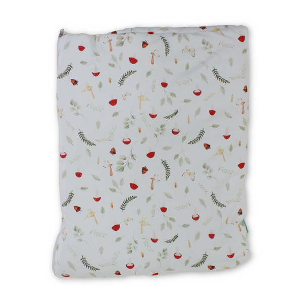 Cotton Baby Port – Off-White with Mushroom & Leaves Print