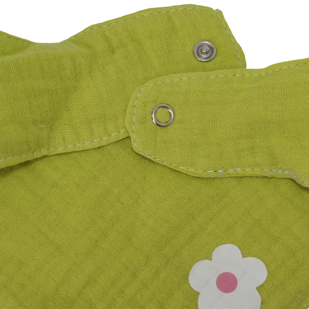 Cotton Baby Bib – Pistachio with Flower Print