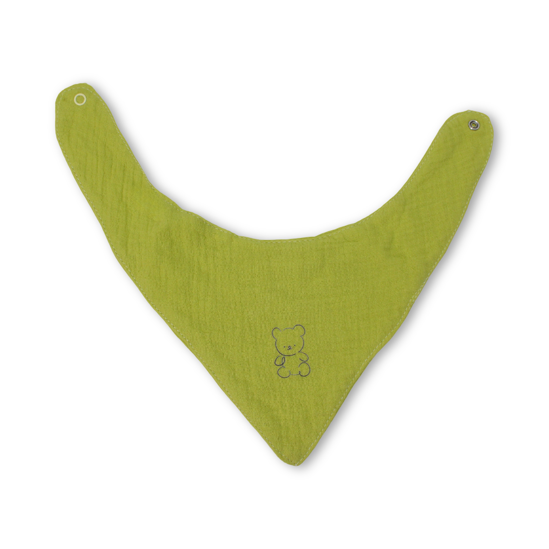 Cotton Baby Bib – Pistachio with Teddy Bear Print