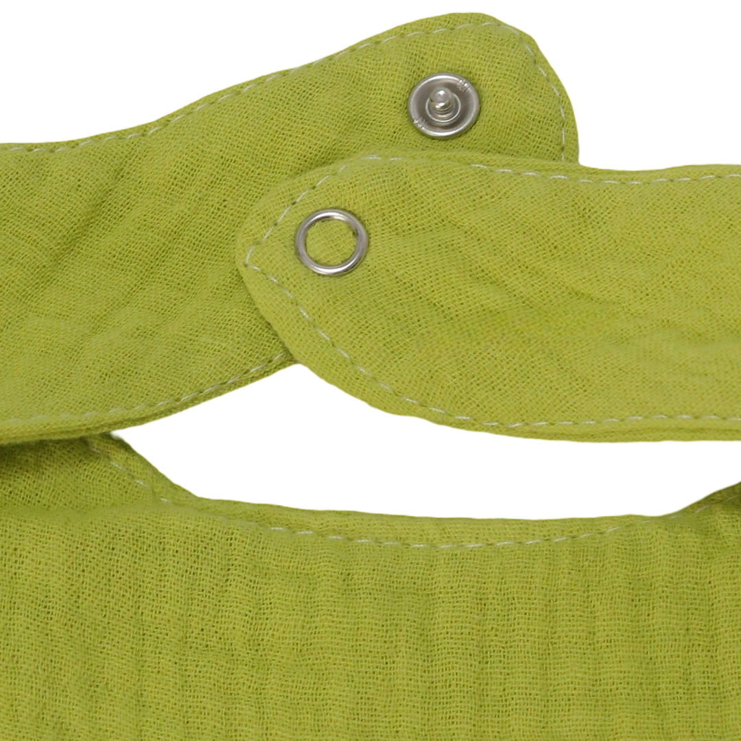 Cotton Baby Bib – Pistachio with "Hello World" Print