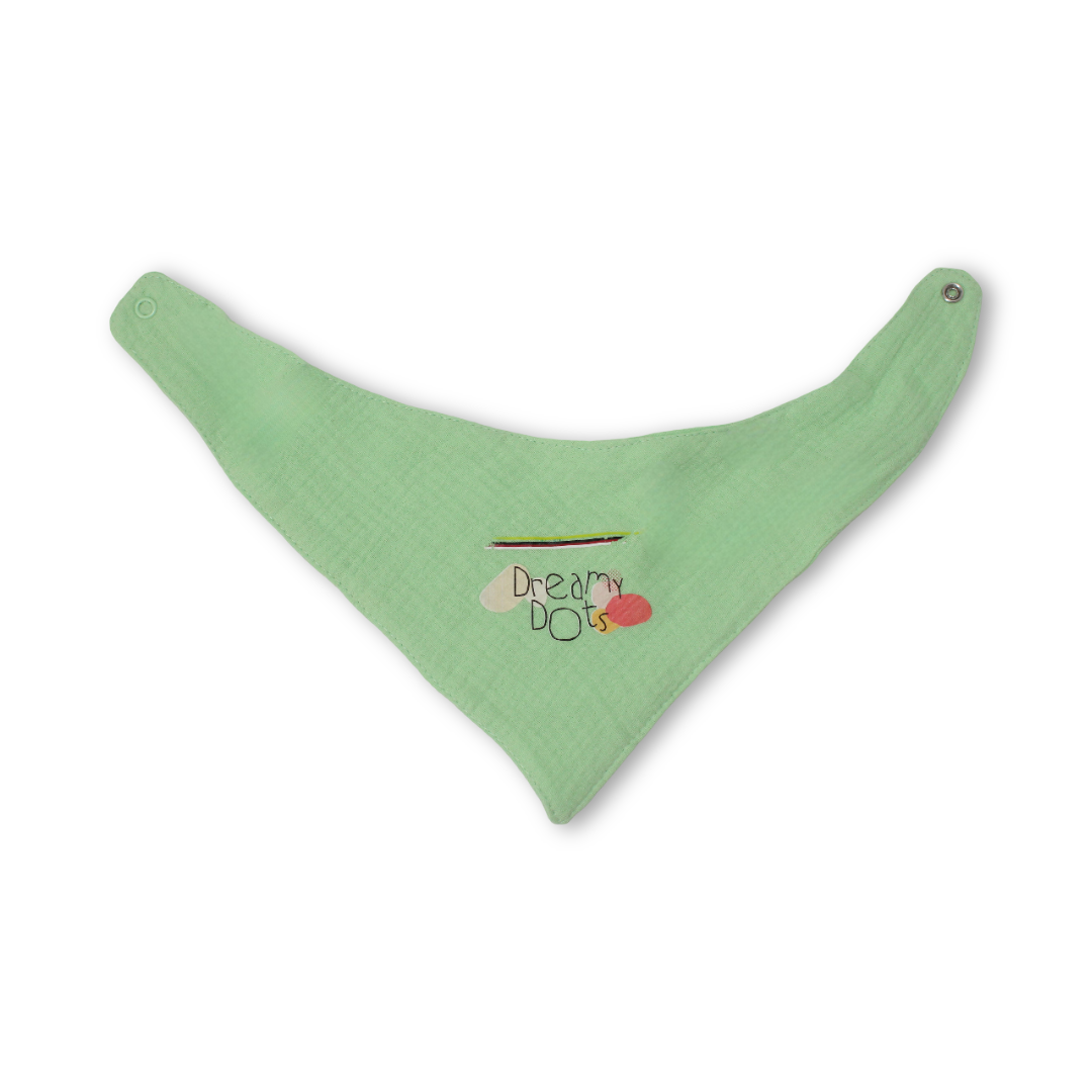 Cotton Baby Bib – Mint with "Dreamy Dots" Print