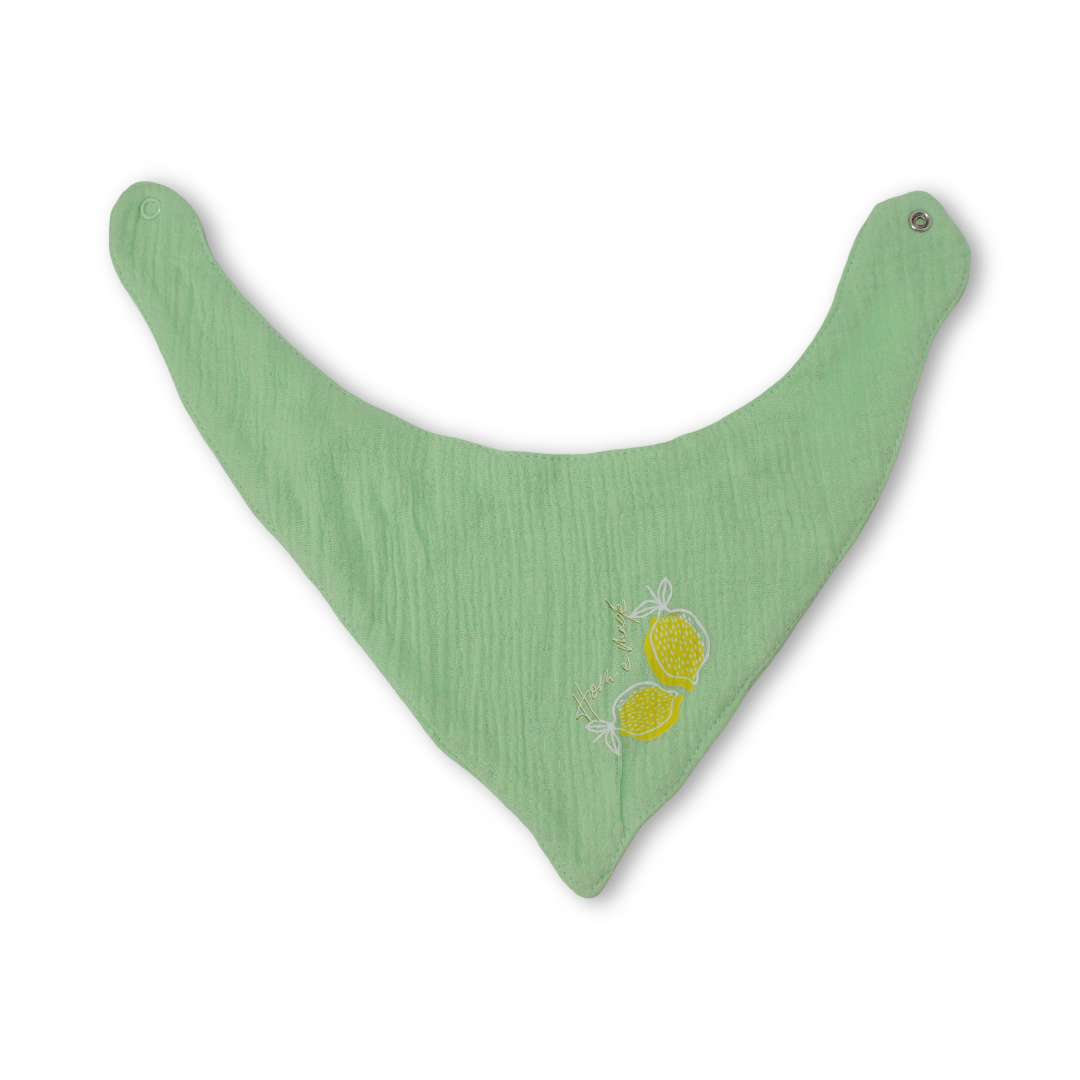 Cotton Baby Bib – Mint with Lemon Print