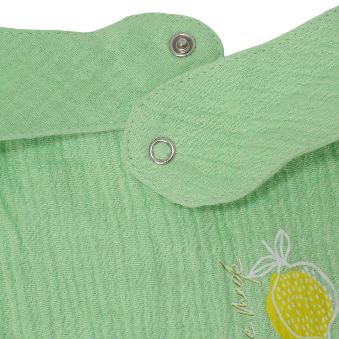 Cotton Baby Bib – Mint with Lemon Print