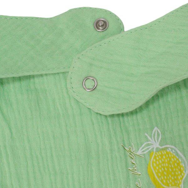Cotton Baby Bib – Mint with Lemon Print