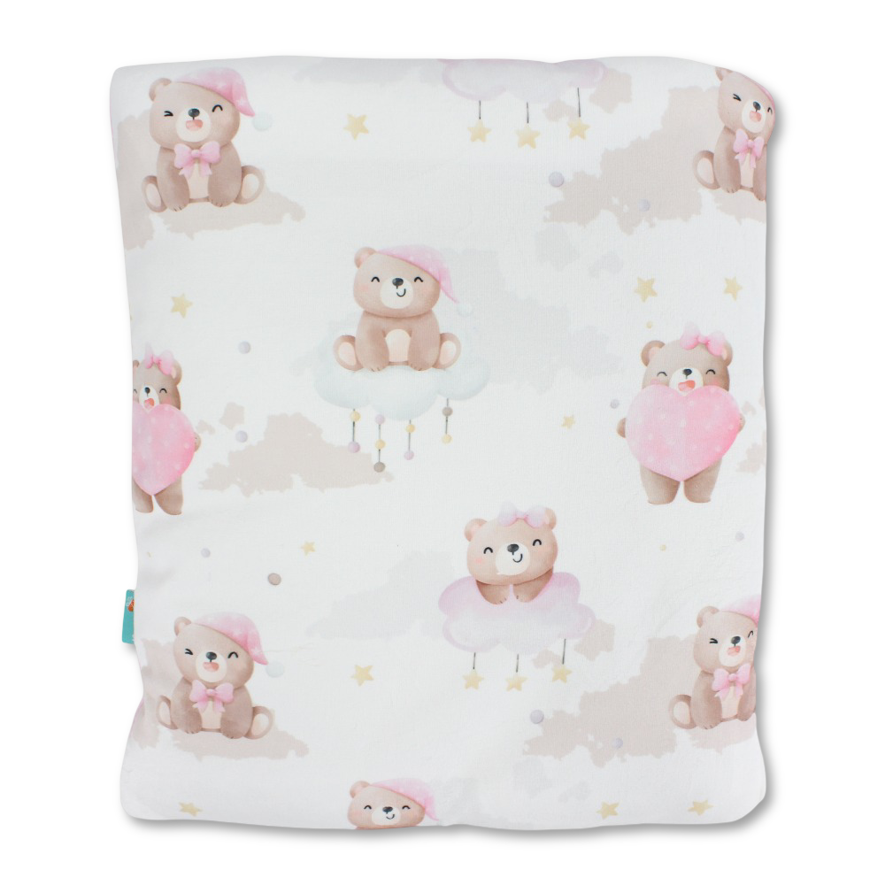 Baby Girls Velvet Baby Sleeping Bag – Pink with Cute Bear Print - Clothing - Berceau