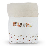 Velvet Baby Duvet – Beige wirh “Hello World“ Design
