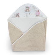 Velvet Baby Blanket – Off-White with Cute Bear Design