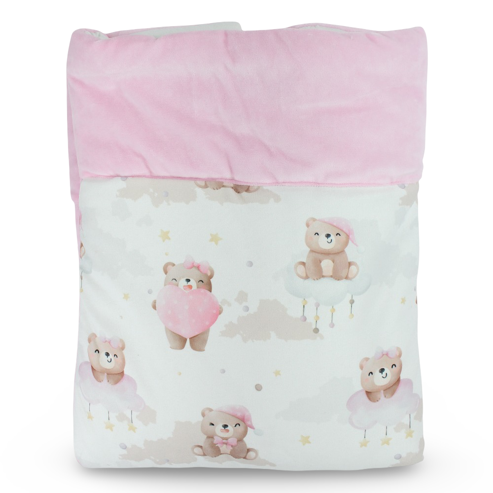 Velvet Baby Duvet – Cute Bear Print (100*75) - Baby Essentials - Berceau