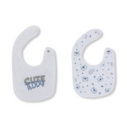 Cotton Bib Off-White with "Cute Teddy" Print – Pack Of 2