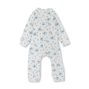 Baby Boys Cotton Footless Onesie – Off-White with Teddy Bear Print