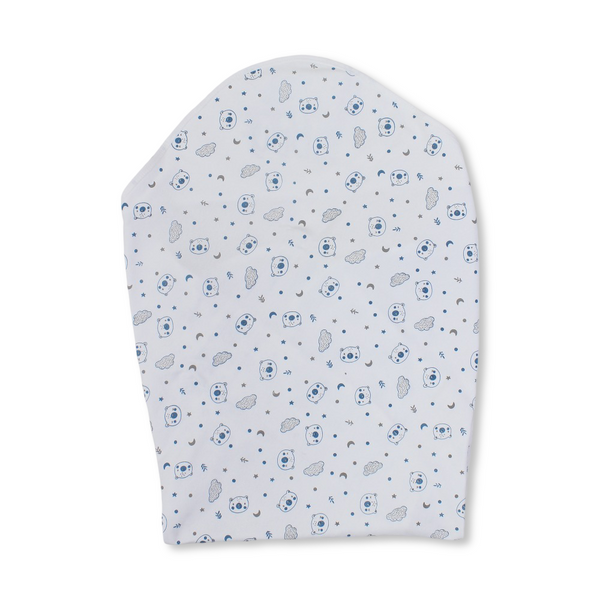 Cotton Baby Blanket – Off-White with "Cute Teddy" Print