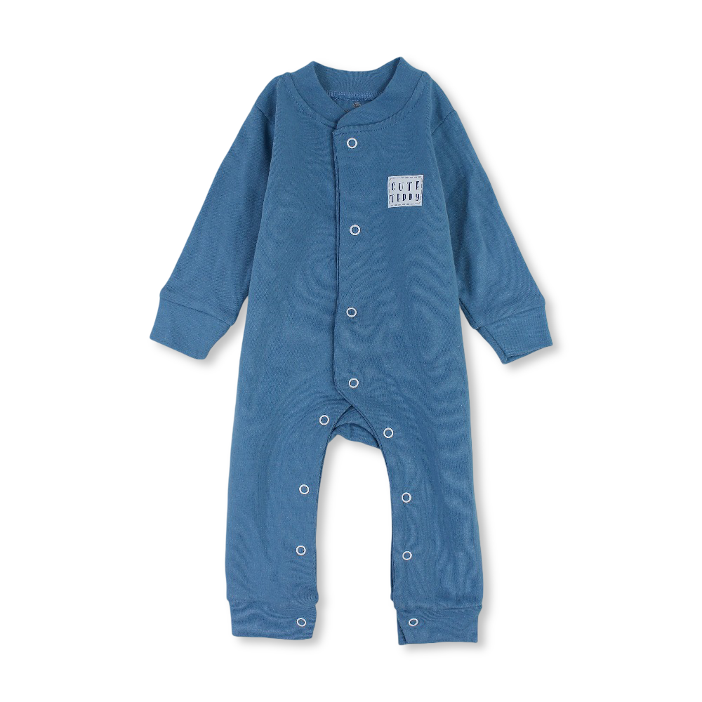 Baby Boys Cotton Footless Onesie – "Cute Teddy" Embroidery
