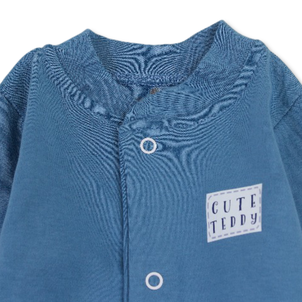 Baby Boys Cotton Footless Onesie – "Cute Teddy" Embroidery