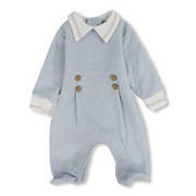 Baby Boys Cotton Baby Footie – Waffle Texture and Button Detail