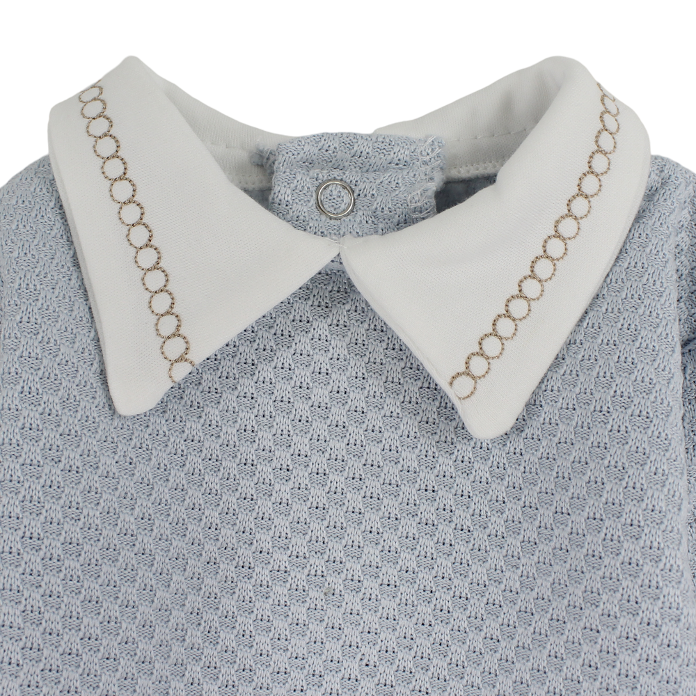 Baby Boys Cotton Baby Footie – Waffle Texture and Button Detail