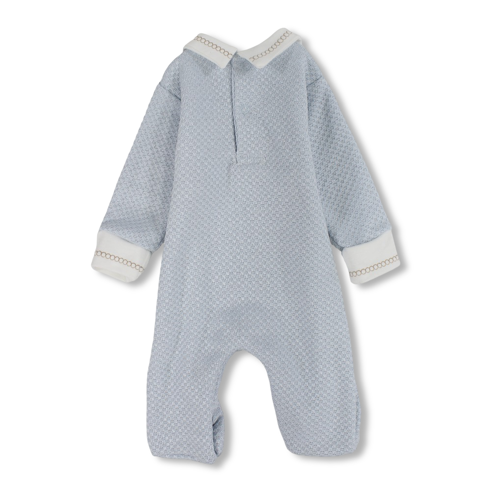 Baby Boys Cotton Baby Footie – Waffle Texture and Button Detail