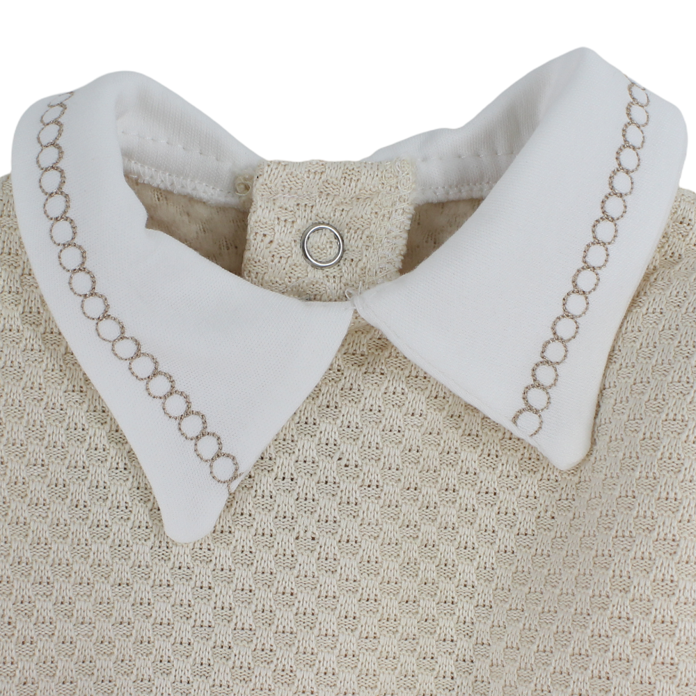 Baby Boys Cotton Baby Footie – Waffle Texture and Button Detail