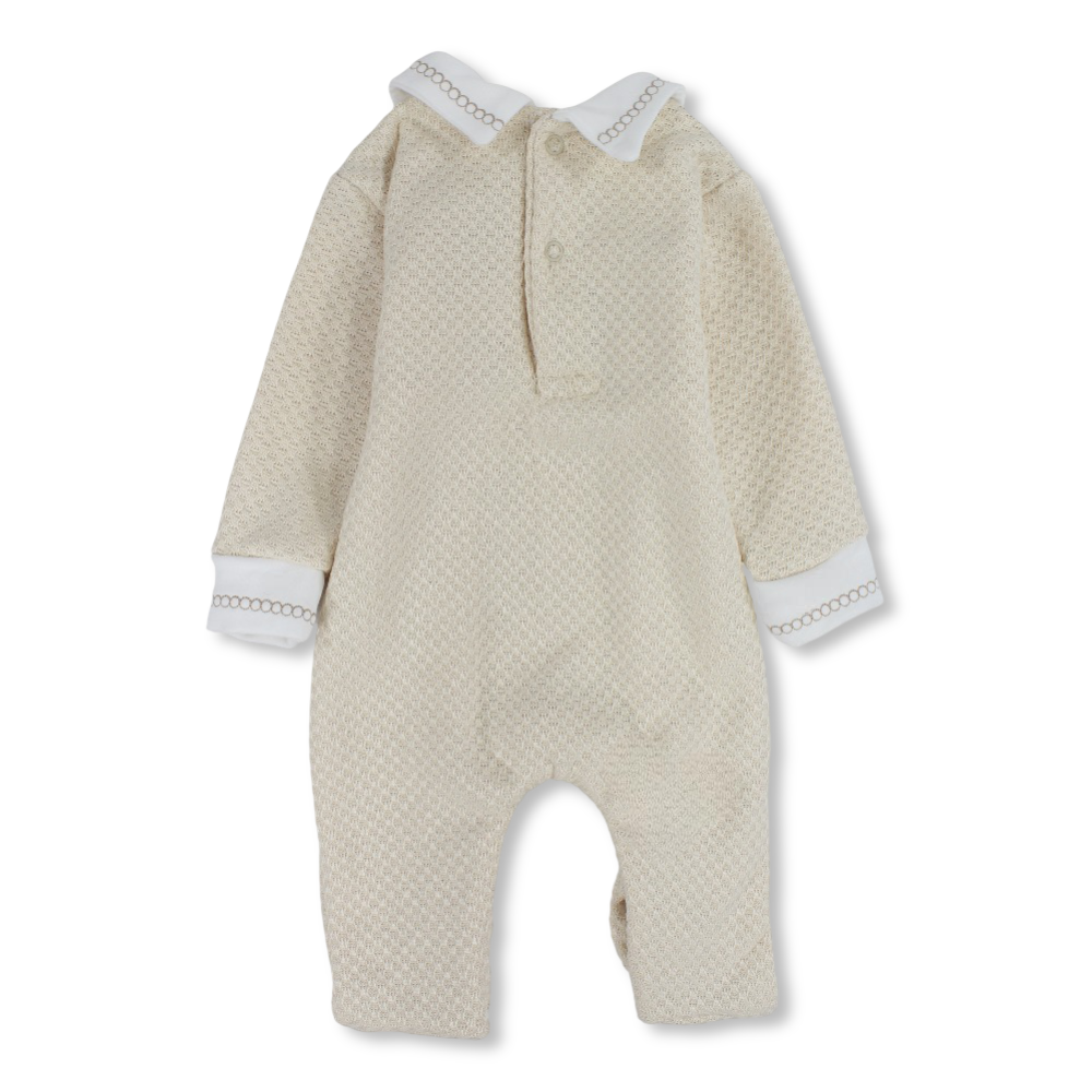 Baby Boys Cotton Baby Footie – Waffle Texture and Button Detail