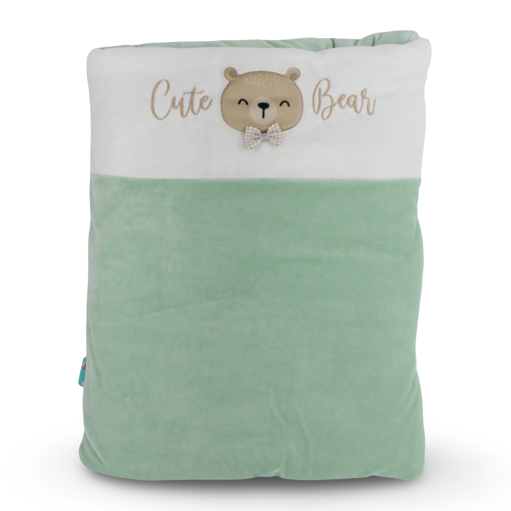 Bay Girls Velvet Baby Sleeping Bag – Mint with Bear Design