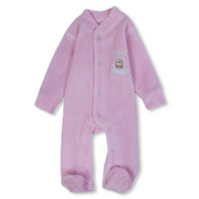Baby Girls Velvet Baby Footie – Cute Bear Design