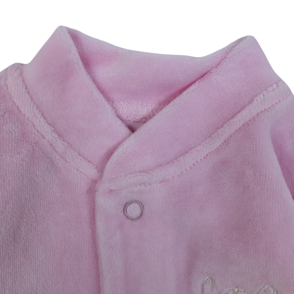 Baby Girls Velvet Baby Footie – Cute Bear Design