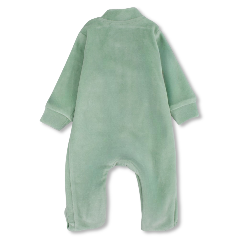 Baby Girls Velvet Baby Footie – Cute Bear Design