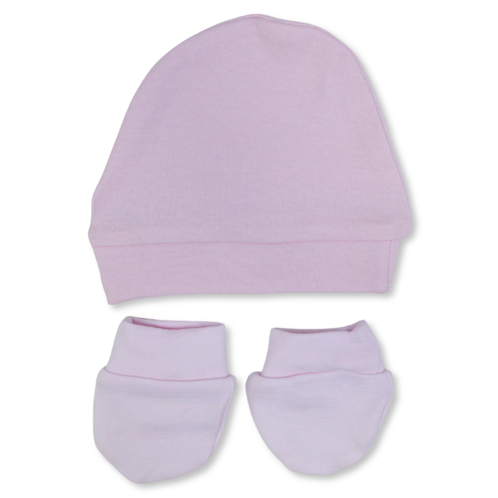 Unisex Baby Cotton Soft Newborn Set – (Beanie + Hand Mittens)