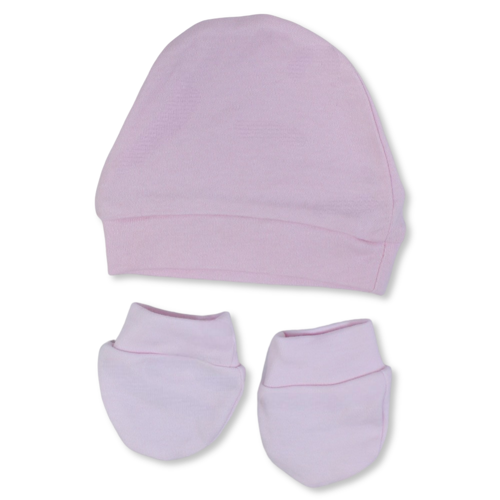 Unisex Baby Cotton Soft Newborn Set – (Beanie + Hand Mittens)