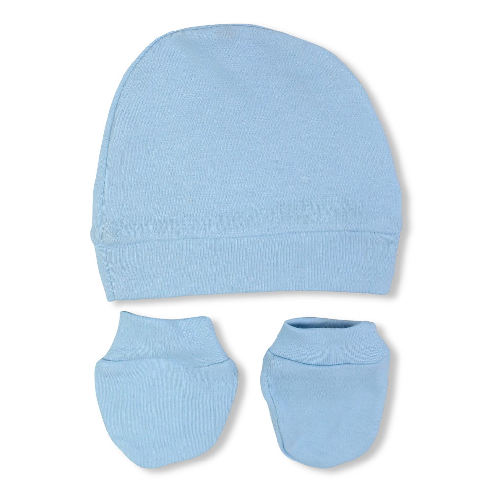 Unisex Baby Cotton Soft Newborn Set – (Beanie + Hand Mittens)