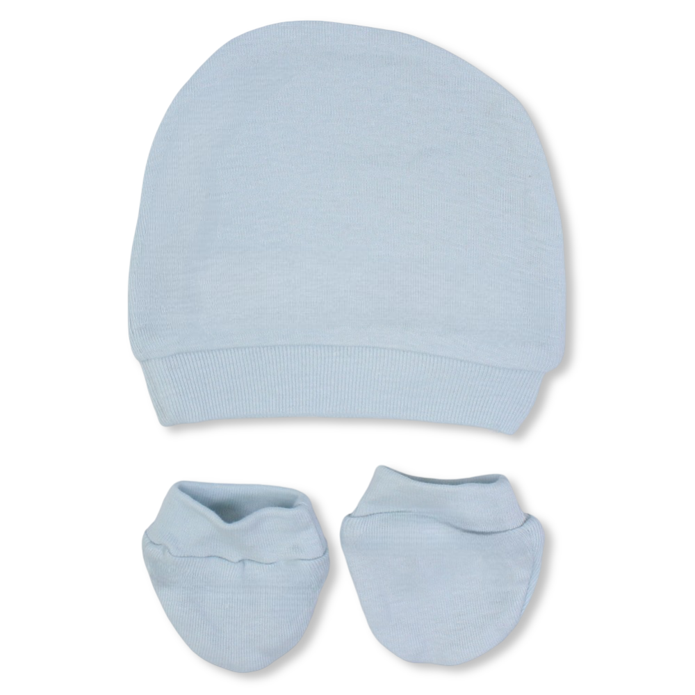 Unisex Baby Cotton Soft Newborn Set – (Beanie + Hand Mittens)