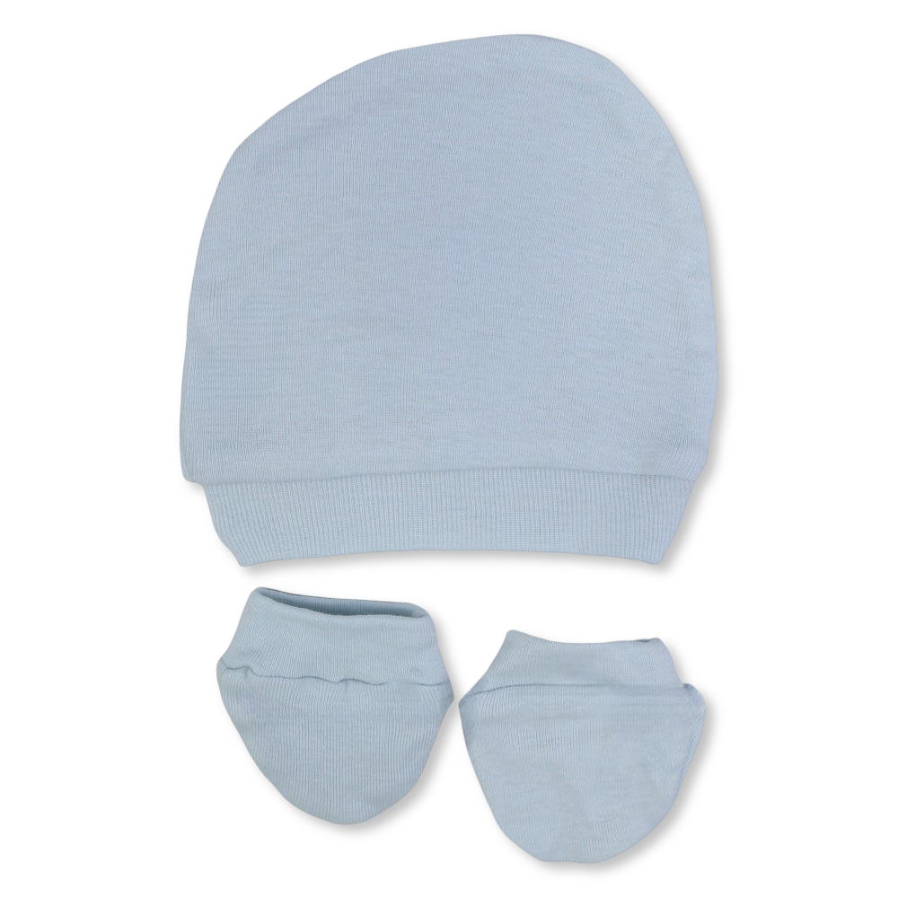 Unisex Baby Cotton Soft Newborn Set – (Beanie + Hand Mittens)