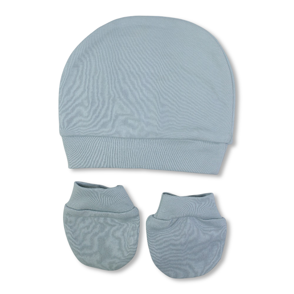 Unisex Baby Cotton Soft Newborn Set – (Beanie + Hand Mittens)