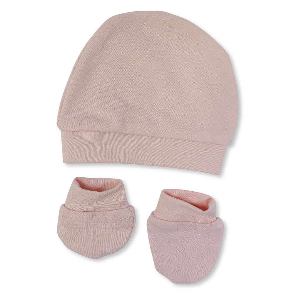 Unisex Baby Cotton Soft Newborn Set – (Beanie + Hand Mittens)