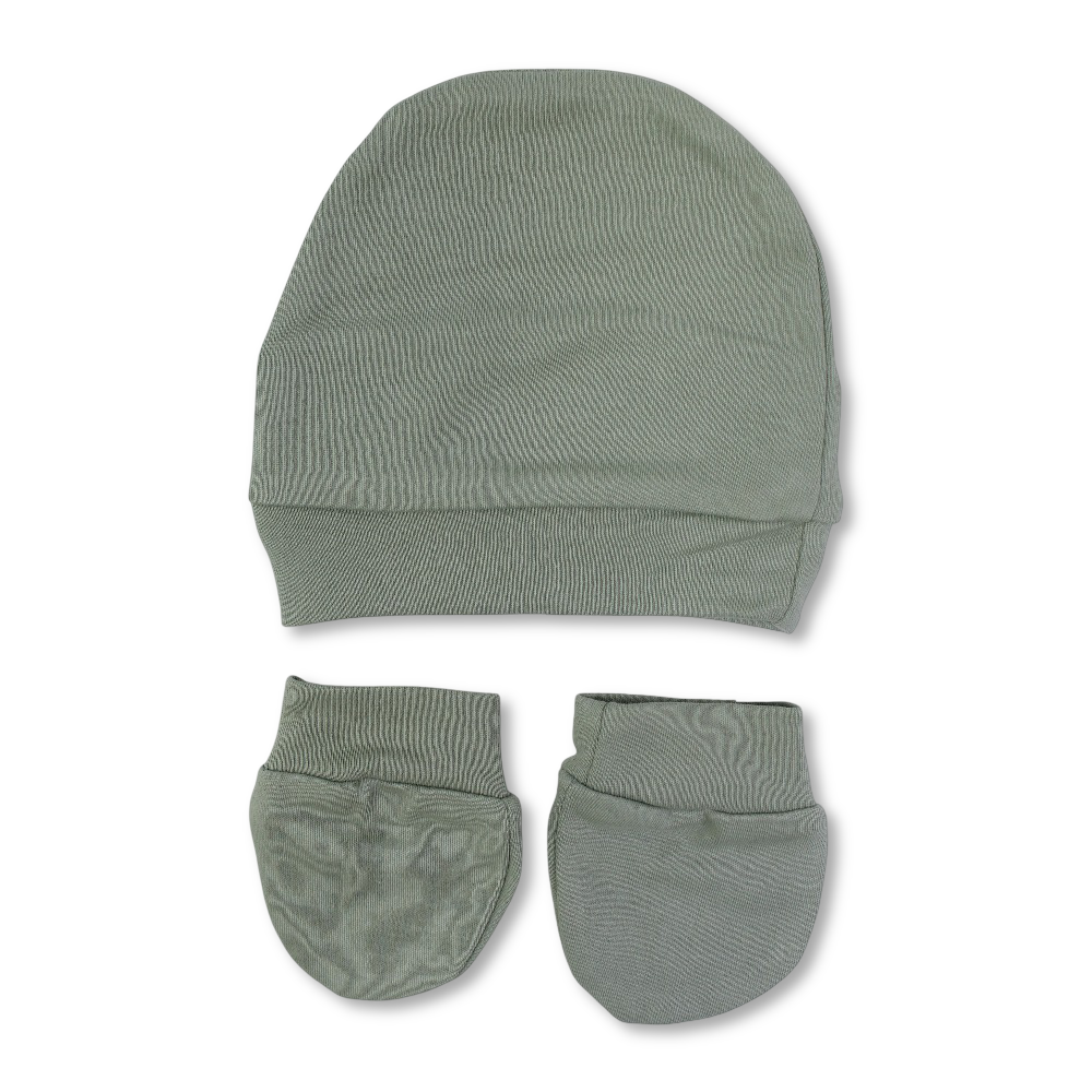 Unisex Baby Cotton Soft Newborn Set – (Beanie + Hand Mittens)
